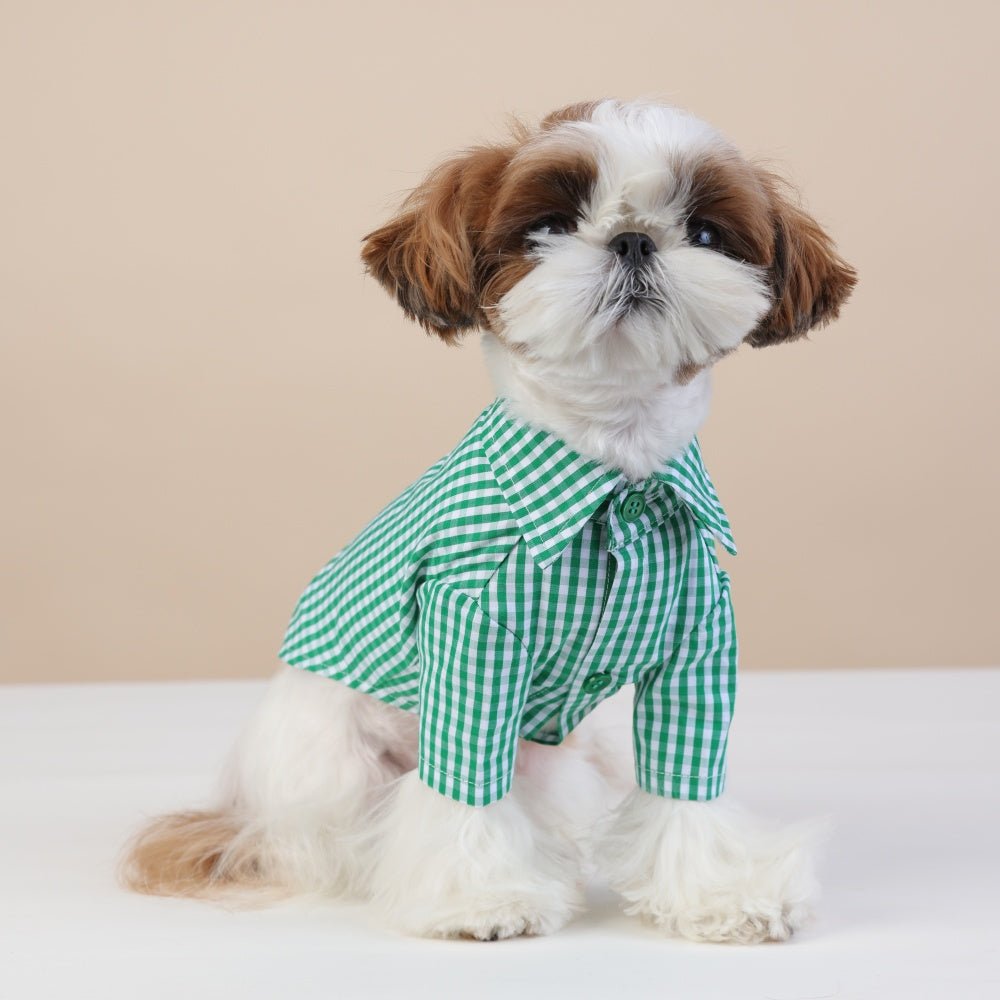 milletpets-dog-cotton-shirt-green-checkered-front
